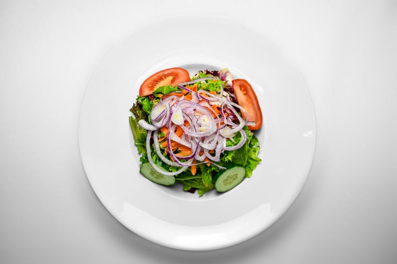 Fresh garden salad with mixed greens and vegetables